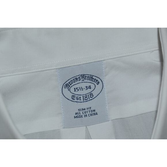 Brooks Brothers Dress Shirt Mens Size Medium 15.5-34 Slim Fit French Cuffs - Picture 6 of 7